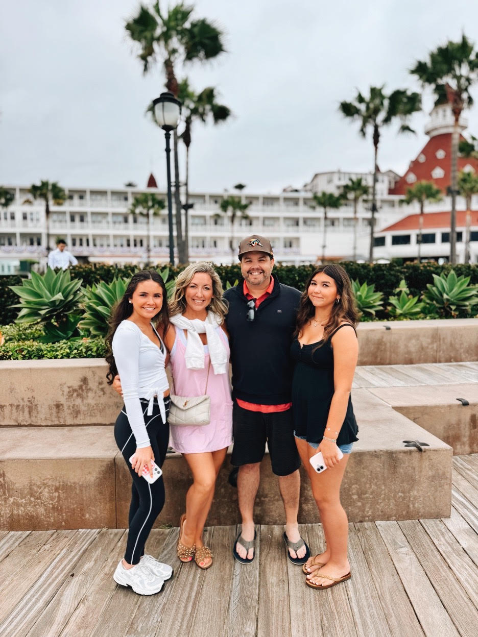 Family together on the coast